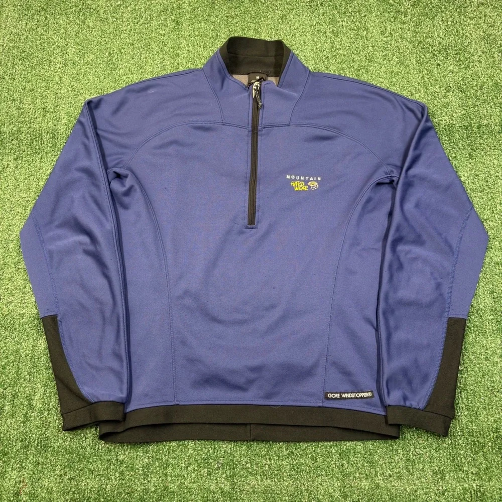 Vintage Mountain Hardwear Gore Windstopper 1/4 Zip Pullover Jacket Blue Mens M